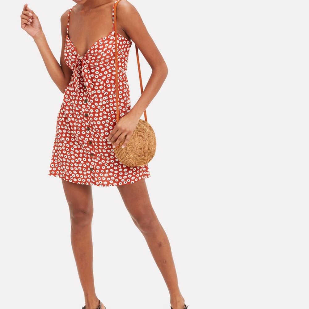 Faithfull The Brand Linen Rodeo Mini Dress in Red